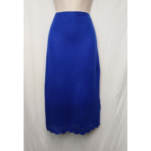 Cato Knitted Midi Royal Blue Pencil Skirt Size Medium - Picture 2 of 7